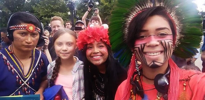 Artemisa (right) marched alongside Swedish teenager Greta Thunberg (second from left) during youth climate strike events in New York.