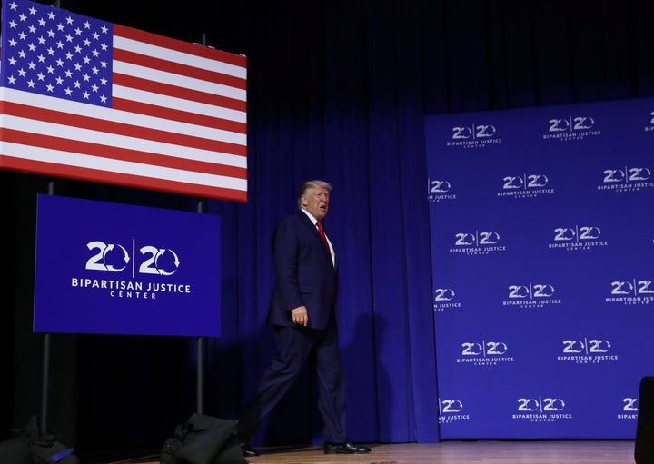 President Donald Trump arrives onstage to deliver remarks at the 2019 Second Step Presidential Justice Forum at Benedict College in Columbia, South Carolina, on Oct. 25.