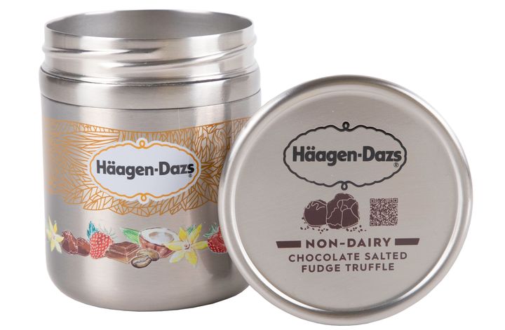 Haagen-Dazs ice cream in a metal tin, designed for the Loop service. 