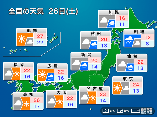 本日10月26日の天気 関東は天候回復で気温上昇 北日本は夕方以降に一時強い雨 ハフポスト 本日10月26日の天気 関東は天候回復で気温上昇 北日本は夕方以降に一時強い雨 ハフポスト