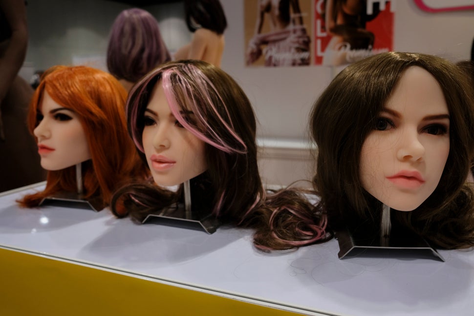 Customisable sex dolls heads on display at the Asia Adult Expo 2017 at Hong Kong Convention and Exhibition Centre in Wan Chai, Hong Kong. 