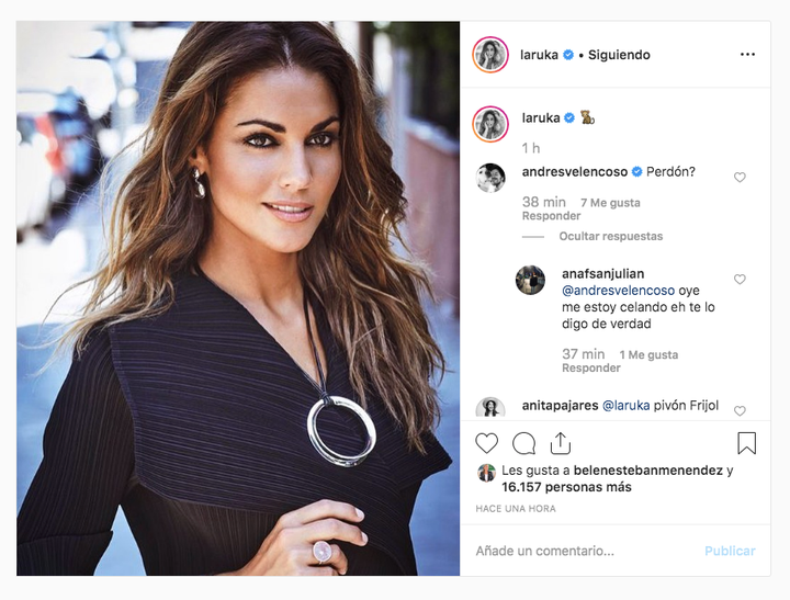 Andrés Velencoso reacciona a esta foto de Lara Álvarez.