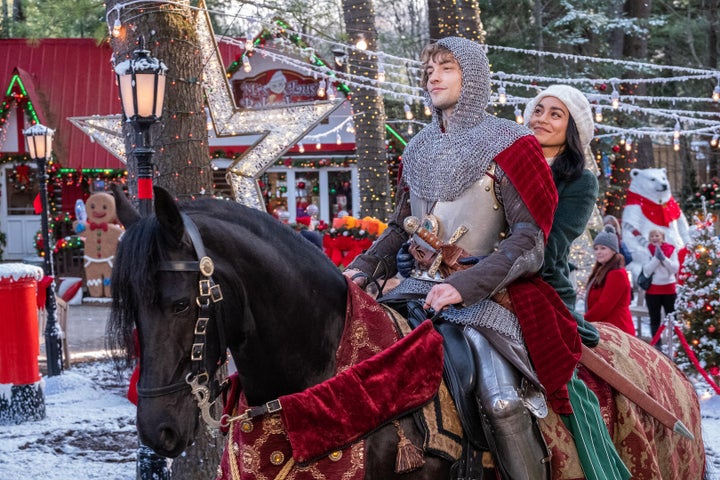 Josh Whitehouse and Vanessa Hudgens in "The Knight Before Christmas."