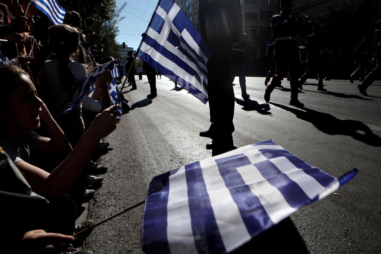 Στιγμιότυπο από την παρέλαση της 28ης Οκτωβρίου 2013 στην Αθήνα.