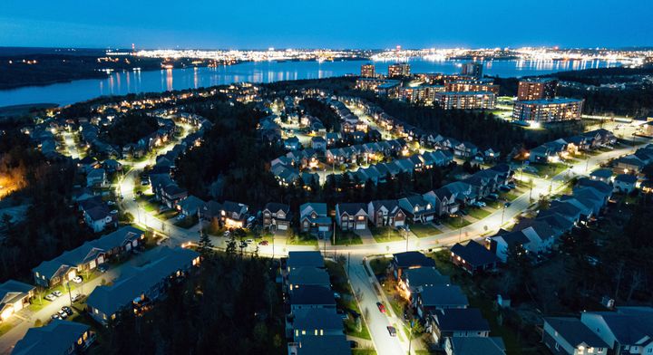 An aerial view of a suburban neighbourhood in Halifax.