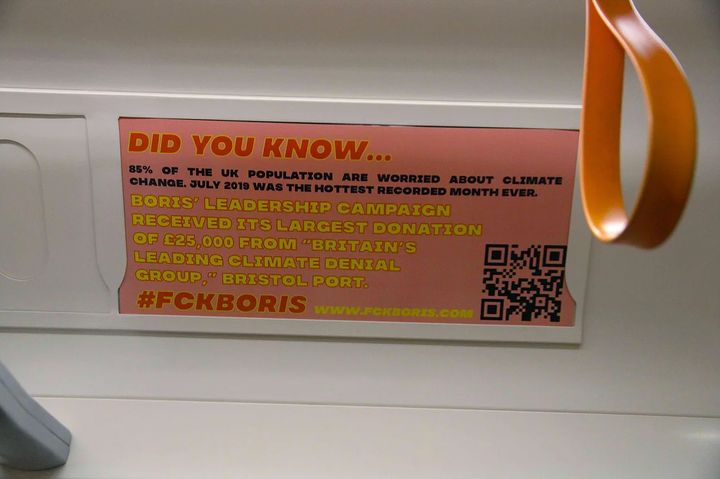 Posters created by Fck Boris on the London Underground