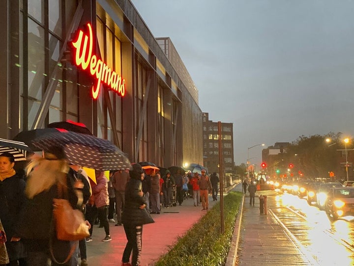 The scene outside Wegmans in the Brooklyn Navy Yard, moments before doors opened.