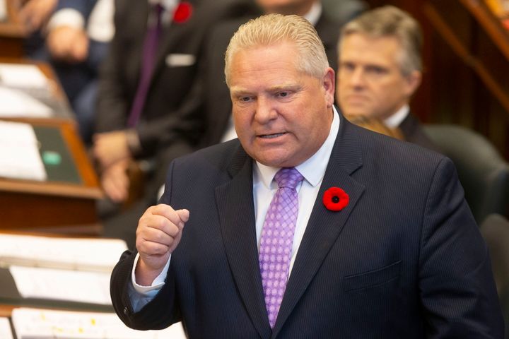 Ontario Premier Doug Ford speaks in the Ontario legislature in Toronto, on Oct. 28, 2019.