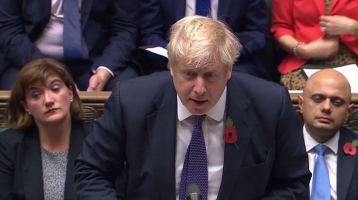 Prime Minister Boris Johnson speaks during the election debate ahead of the vote in the House of Commons, London.