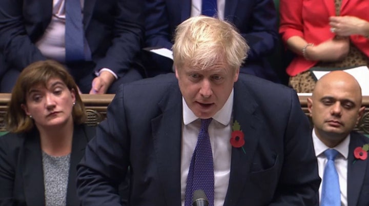 Prime Minister Boris Johnson speaks during the election debate ahead of the vote in the House of Commons, London.