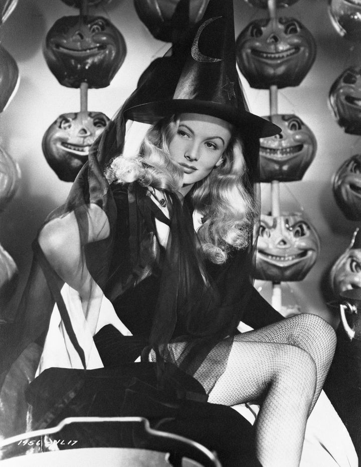 Veronica Lake, who coincidentally starred in a 1942 movie called "I Married A Witch," poses for a Halloween photo for Paramount Studios.