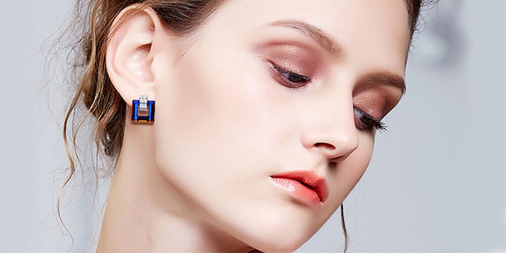 Made of Swarovski crystal elements and 18 karat white gold plating, these studs are a bold statement.