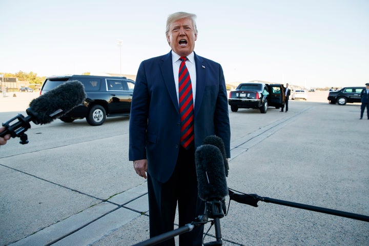 President Donald Trump tells reporters Monday before boarding Air Force One for Chicago, “I guess we’re in record territory for stock. That’s great for 401(k)s."