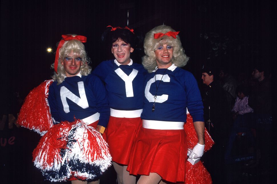 Cheerleaders in the Greenwich Village Halloween Parade in New York, 1985.