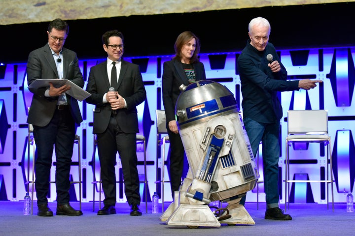 Kathleen Kennedy with R2-D2 at this year's Star Wars Celebration