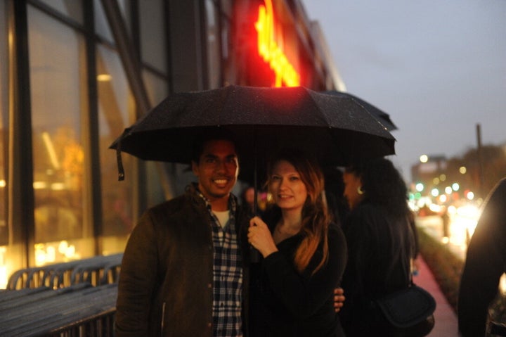 Krishna Upadhaya and Madonna DiBella braved the rain for an early morning Wegmans date. 