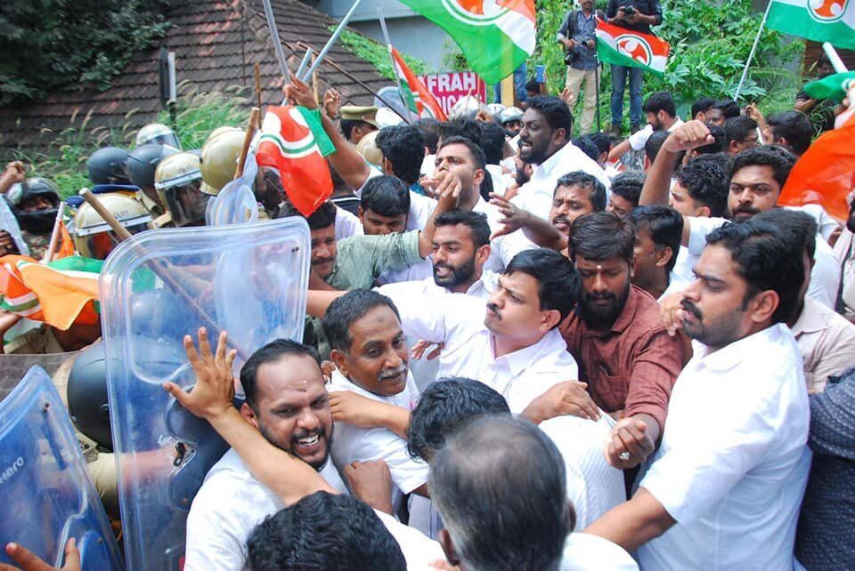 Kerala Congress workers protest over the Walayar deaths. On Monday, a series of protest marches and meetings were held across the state and the Kerala assembly witnessed unruly scenes when the opposition attempted to stall the proceedings.