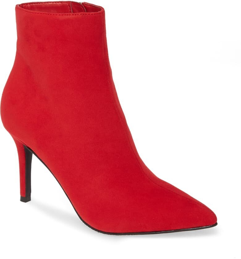 red leather ankle boots