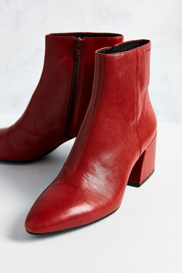 Dark red leather ankle on sale boots