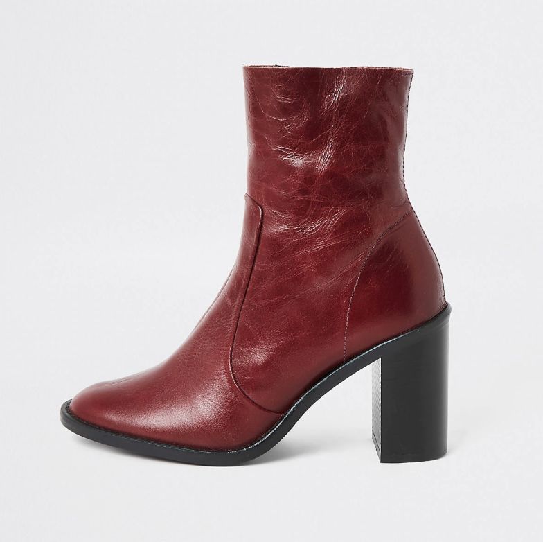 dark red ankle boots