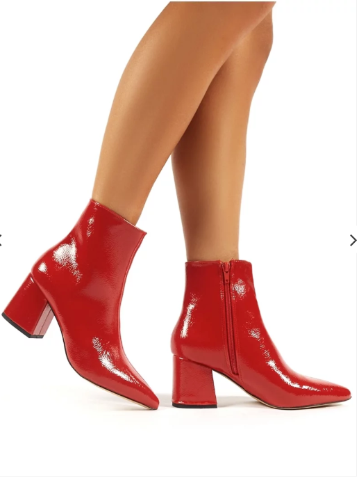 Red leather deals heel boots