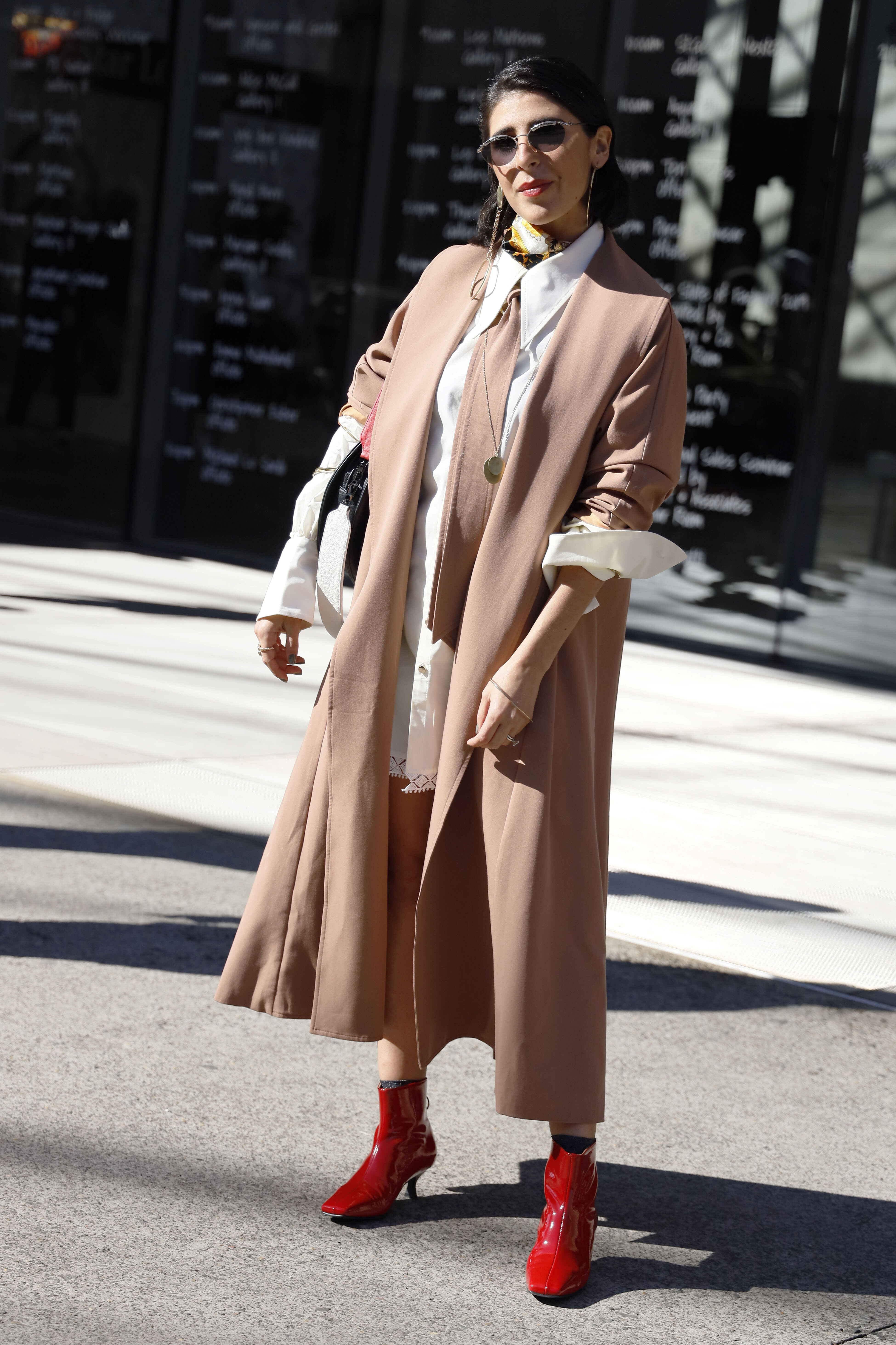 red ankle boots low heel