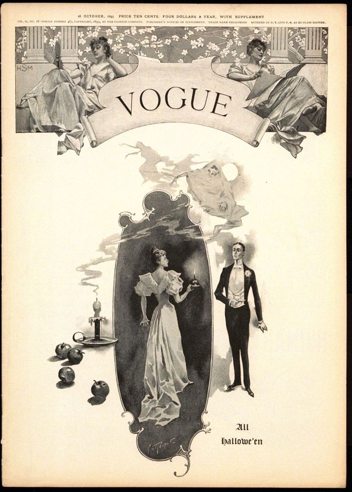 A Halloween-themed Vogue cover from 1893 shows the kind of glamorous costumes women from that era might have chosen.
