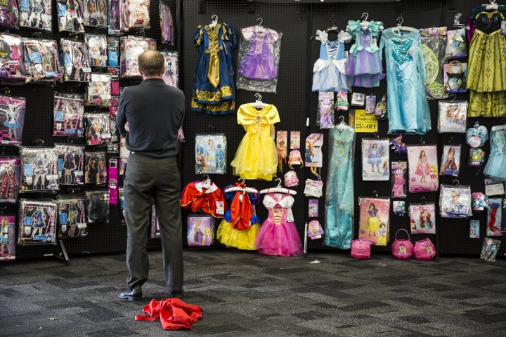 Research shows that even costumes for young children are heavily gendered, as is visible from this Spirit Halloween store.