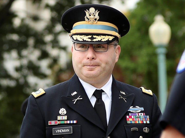 Lt. Col. Alexander Vindman, director for European Affairs at the National Security Council, arrives to testify as part of the