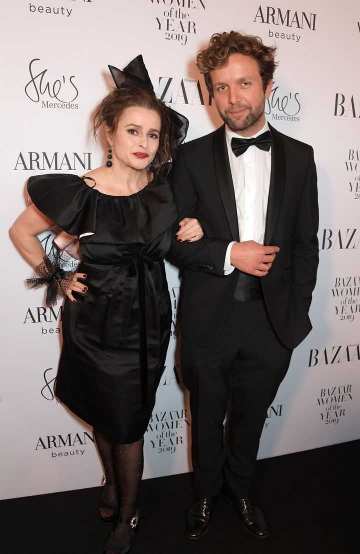 Helena Bonham Carter and Rye Dag Holmboe attend the Harper's Bazaar Women of the Year Awards 2019.