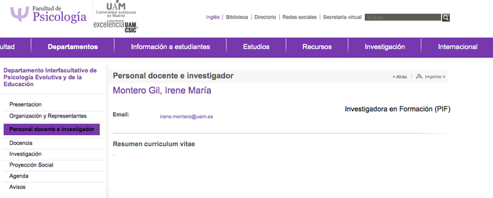 Web de la Facultad de Psicología de la UAM.