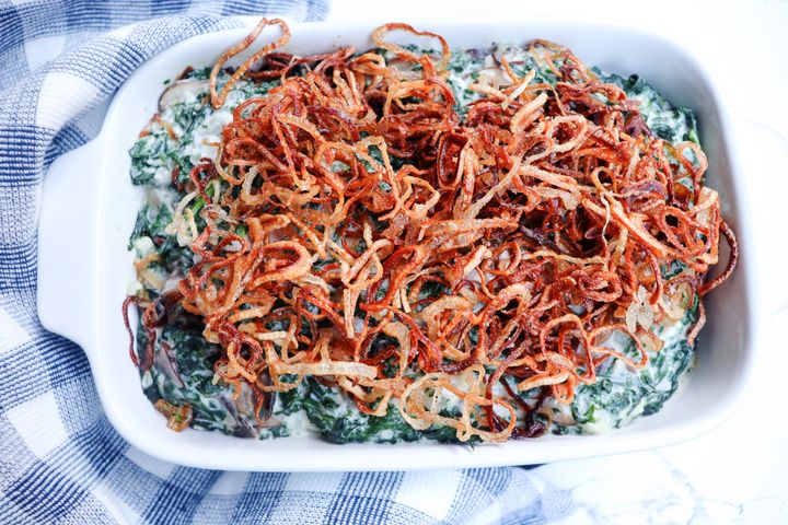 This dish still has all the components of the green bean casserole you grew up with, but with an elevated feel. 