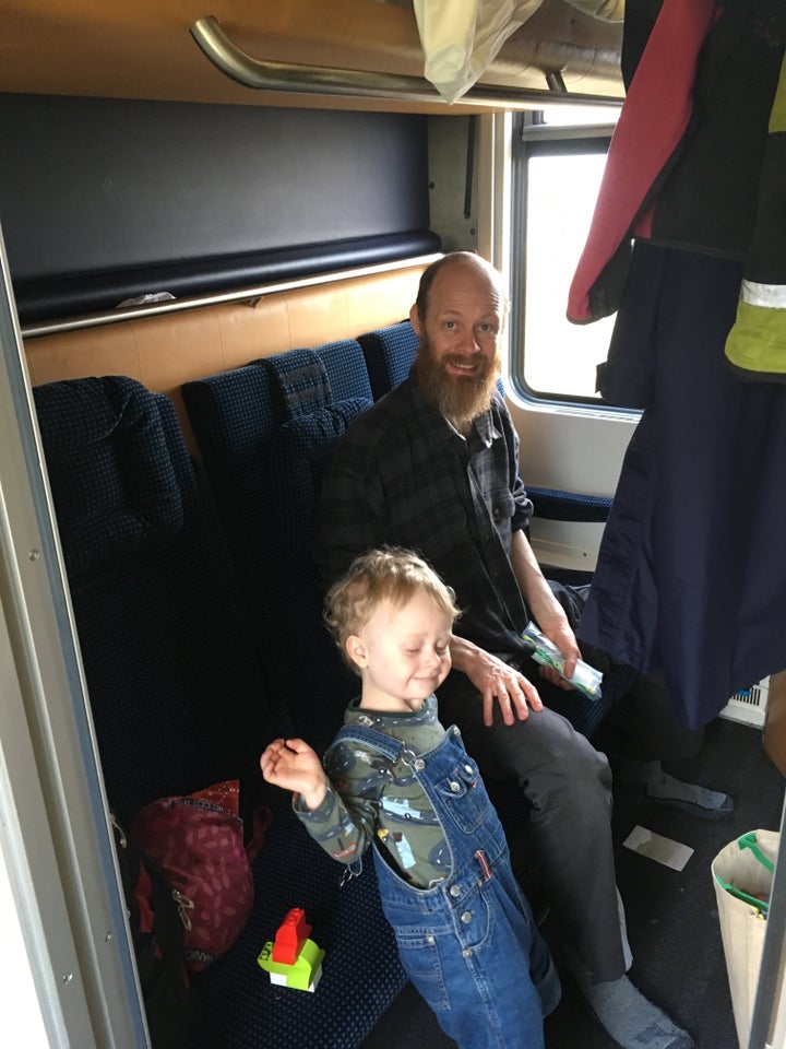 Leah Irby's husband and son on their three-week trip around Europe by train.