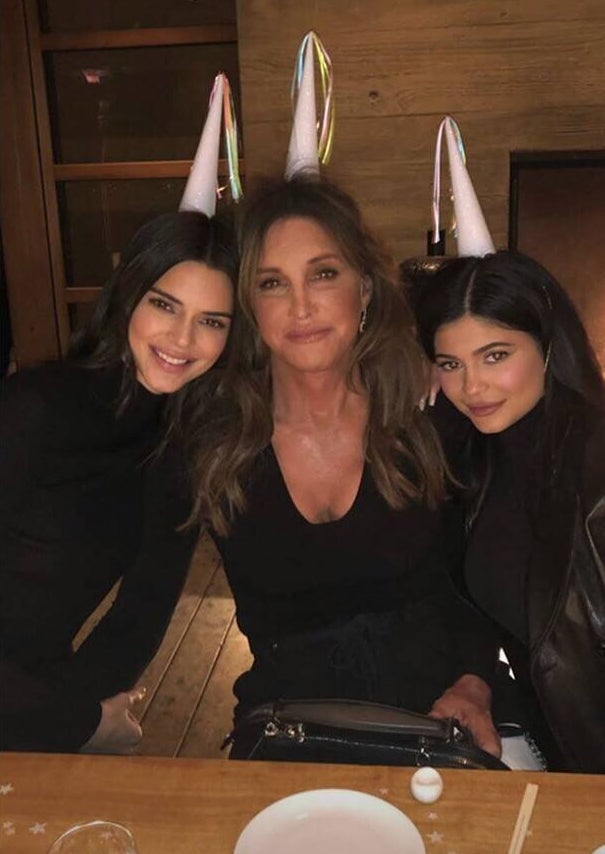 Caitlyn Jenner, center, with daughters Kendall, left, and Kylie. 