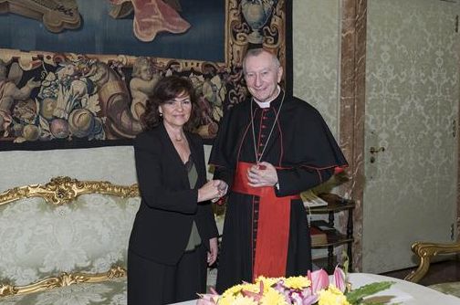 Carmen Calvo, en una reunión en El Vaticano