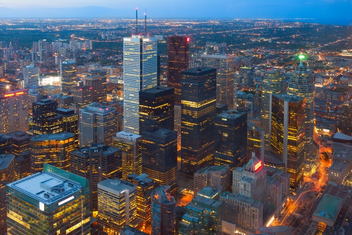 An aerial view of Toronto's central business district.