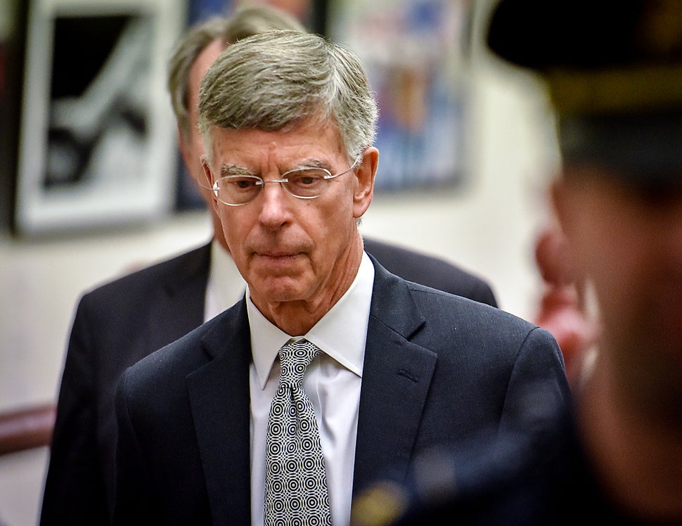 Acting Ambassador Bill Taylor leaves the House Intelligence Committee hearing Oct. 22.