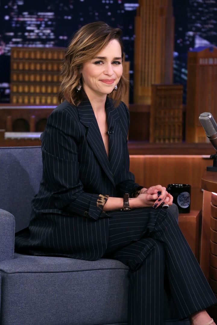 THE TONIGHT SHOW STARRING JIMMY FALLON: Actress Emilia Clarke during an interview on October 30, 2019 