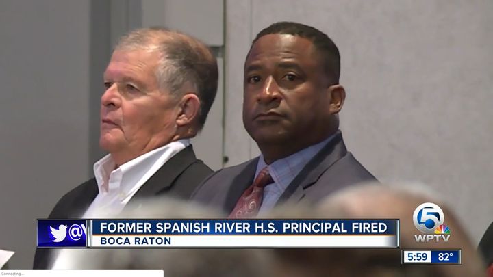 William Latson (right) of Boca Raton’s Spanish River Community High School was fired on Wednesday following a vote by county school board members.