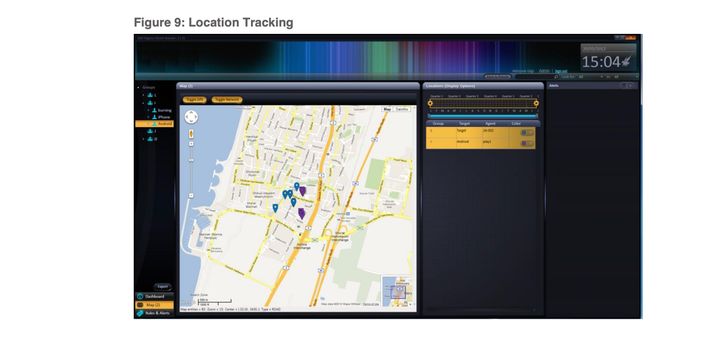 Dashboards show information like the current location of all 'targets' on the map, and can automatically trigger recordings if two targets meet.