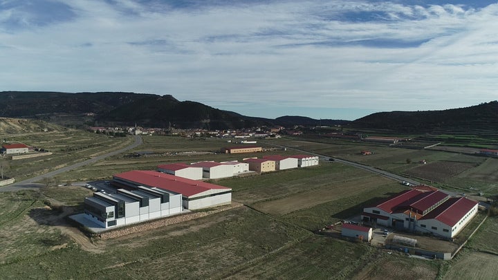Vista aérea de las instalaciones de Turomás en Rubielos de Mora (Teruel).
