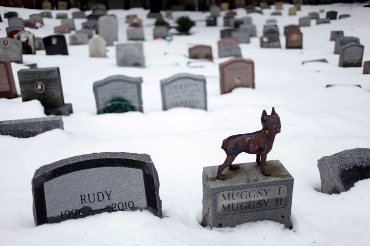 Headstones are spread throughout the five-acre cemetery.