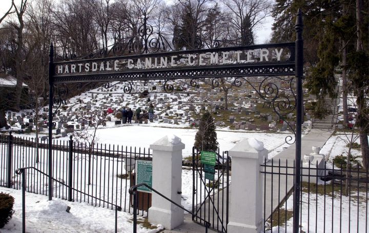 The entrance to the cemetery, also known as the Hartsdale Canine Cemetery, on Feb. 24, 2001.
