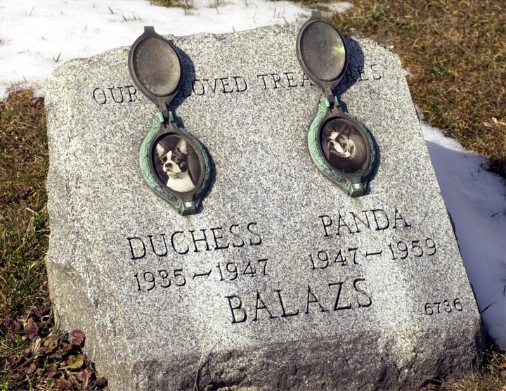 A headstone marks a pet's grave on Feb. 24, 2001.