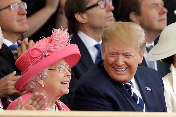 <strong>Donald Trump and the Queen at an event to mark the 75th anniversary of D-Day</strong>