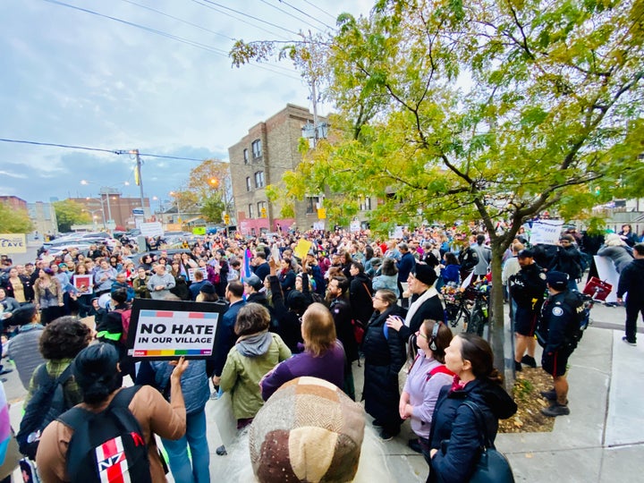 Scenes from the protest of Meghan Murphy at the Palmerston branch of Toronto Public Library.