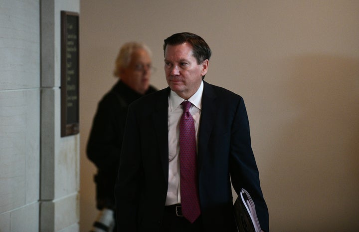 <em>Michael Atkinson, l’inspecteur général du renseignement national, arrive au Capitole le 4 octobre pour une audience à huis-clos sur le signalement du lanceur d’alerte.</em>