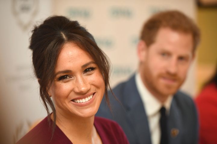 The Duke and Duchess of Sussex attend a roundtable discussion on gender equality with the Queens Commonwealth Trust and One Young World at Windsor Castle on Oct. 25.