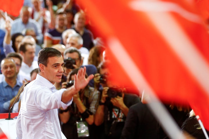 Spanish Prime Minister Pedro Sánchez at a rally on Oct. 31.