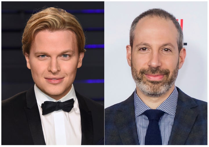 Ronan Farrow's new book contains damning allegations against NBC News President Noah Oppenheim, pictured on the right.
